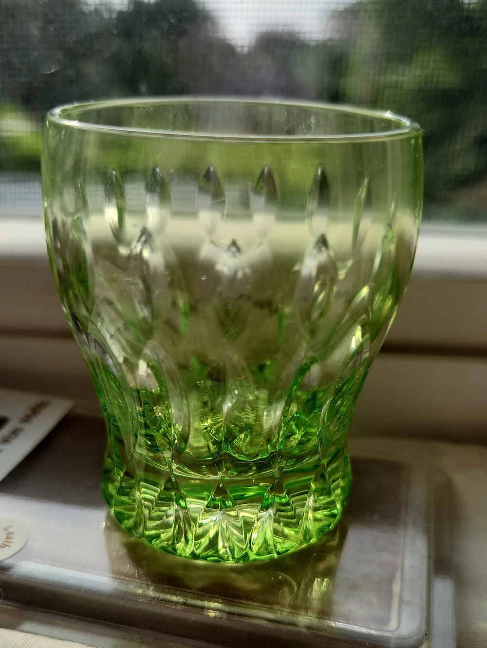 Faberge' -Na Zdorovye Light Green Shot Glass . Crystal!